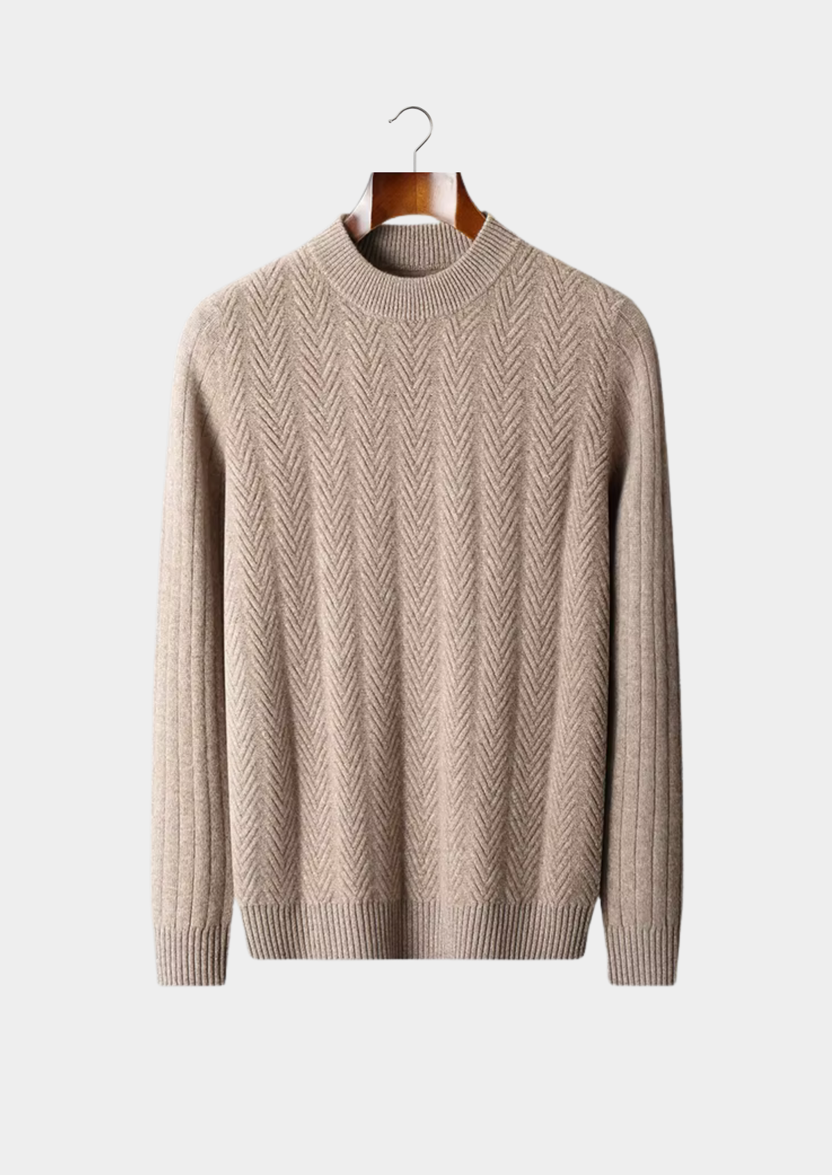 Pure Extra-Fine Merino Wool Herringbone Crewneck | Portovelli