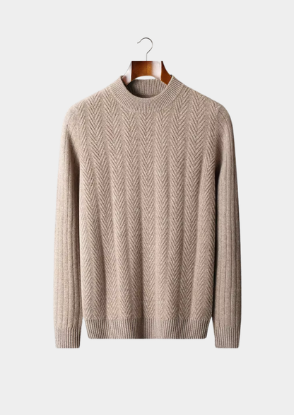 Pure Extra-Fine Merino Wool Herringbone Crewneck | Portovelli