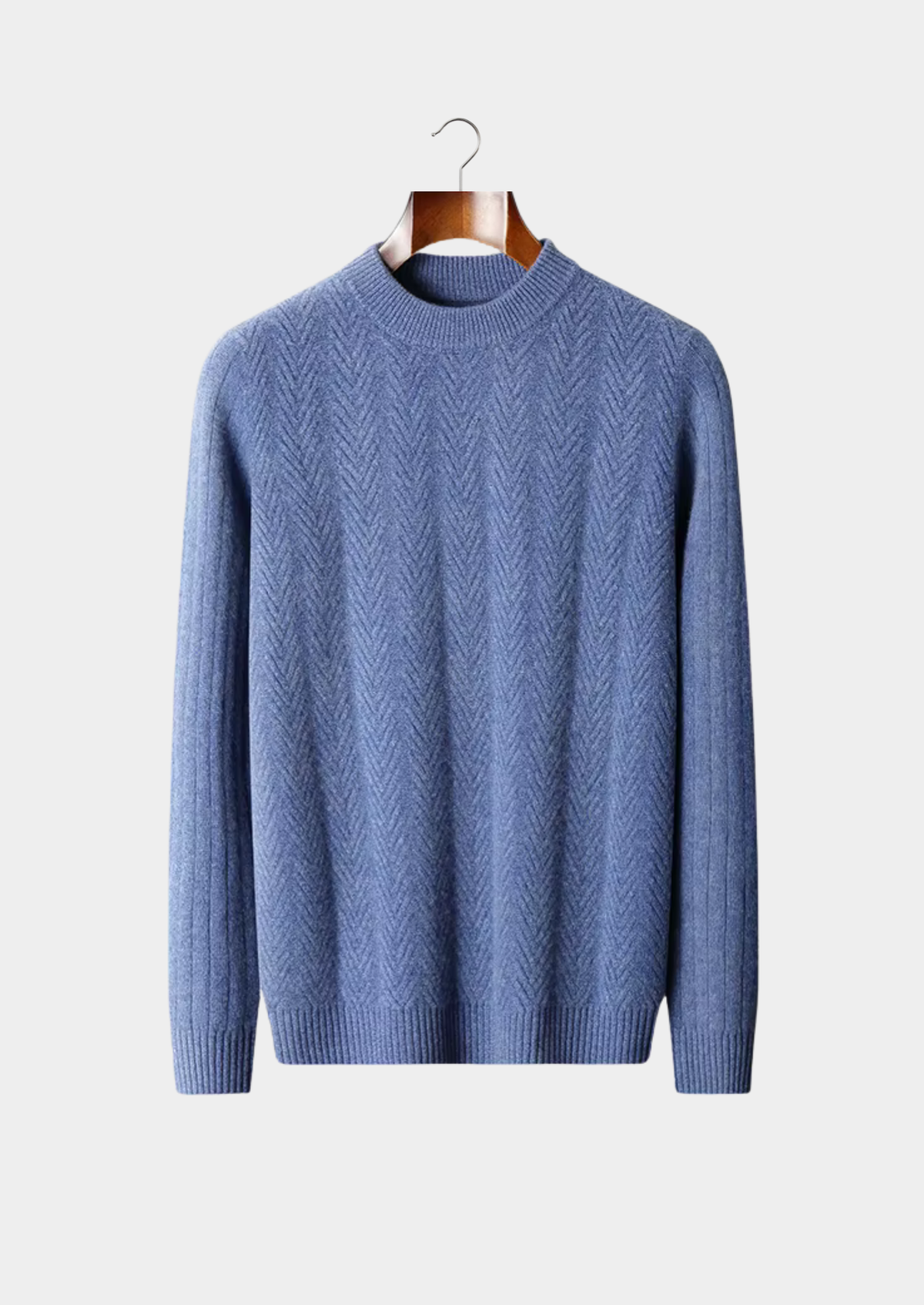 Pure Extra-Fine Merino Wool Herringbone Crewneck | Portovelli
