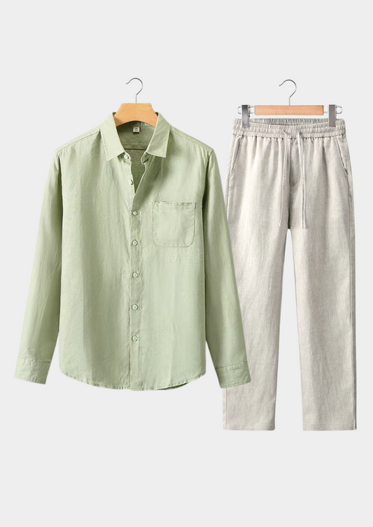 Dolcevita Longsleeve Summer Set - Mint Green/beige | Portovelli