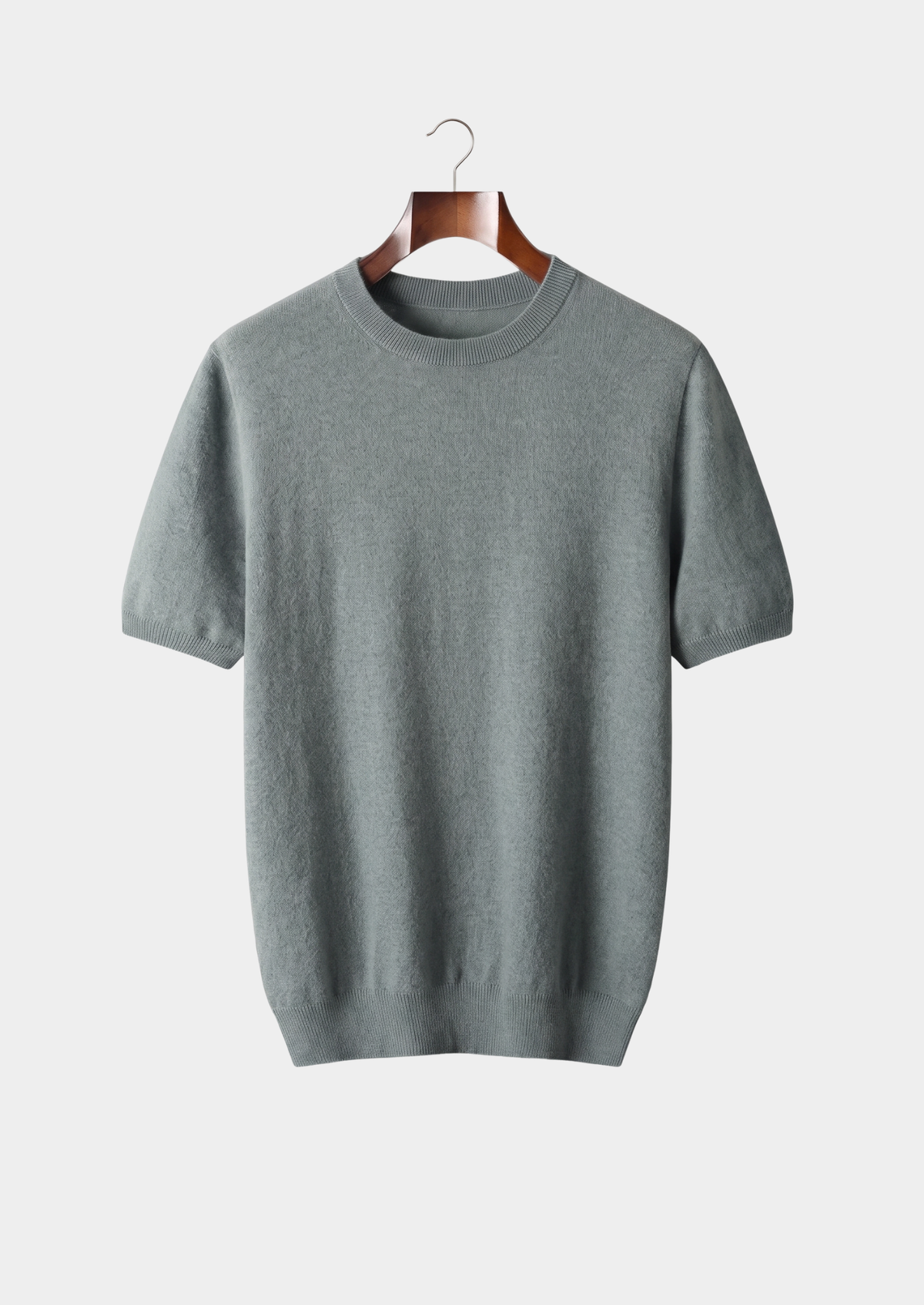 Premium Cashmere Classic Crewneck T-Shirt - Shadow Flint | Portovelli