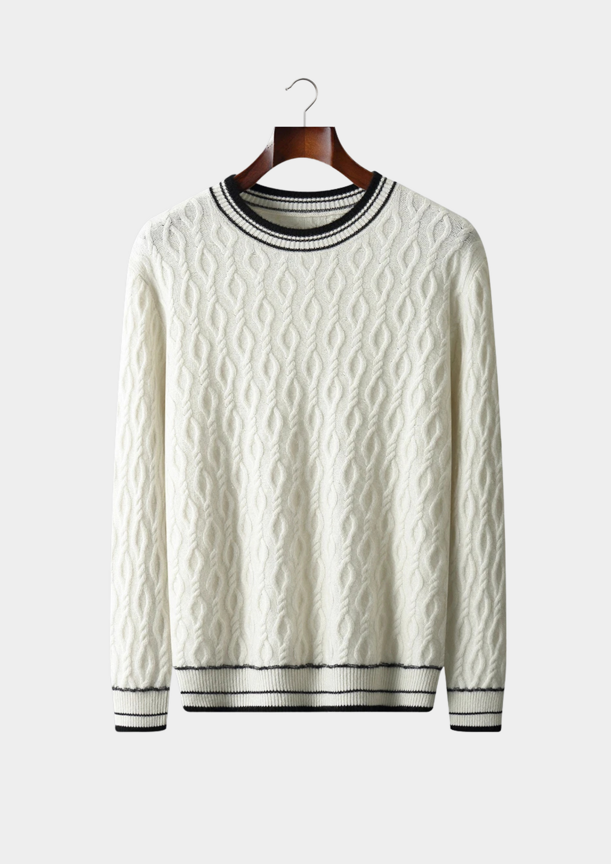 Pure Extra-Fine Merino Wool Jacquard Crewneck | Portovelli
