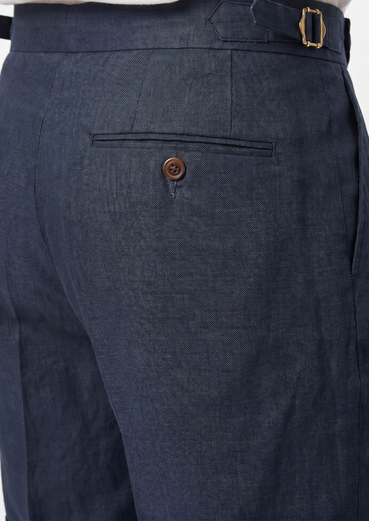 Navy Blue Pleated Linen Seaside Shorts | Portovelli