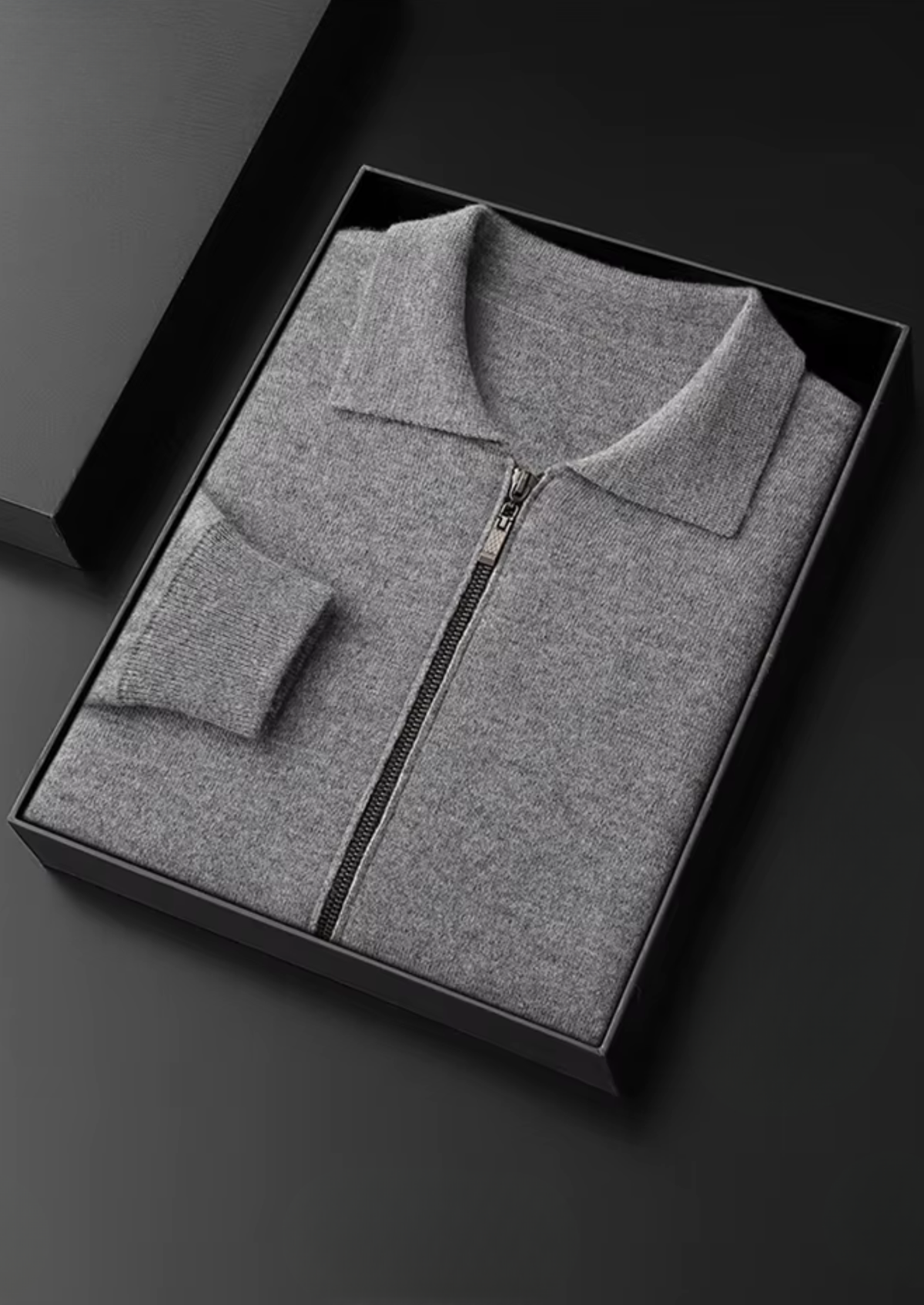 Pure Extra-Fine Merino Wool Polo Zip Cardigan | Portovelli