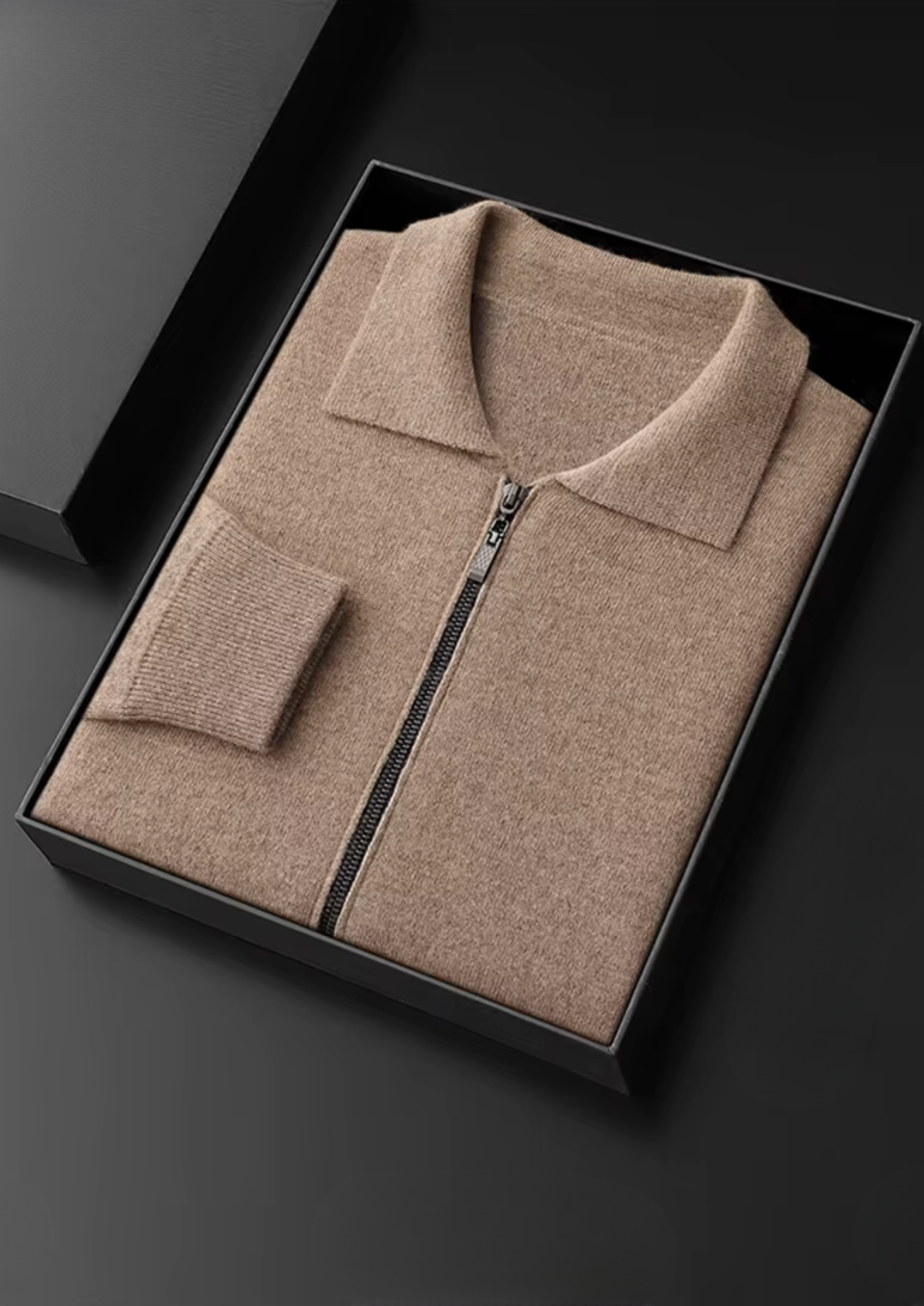 Pure Extra-Fine Merino Wool Polo Zip Cardigan | Portovelli