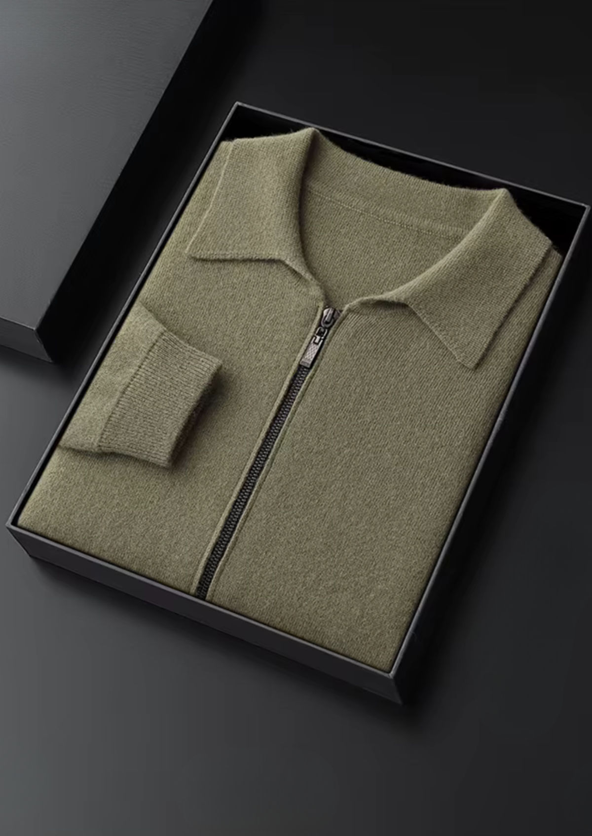 Pure Extra-Fine Merino Wool Polo Zip Cardigan | Portovelli