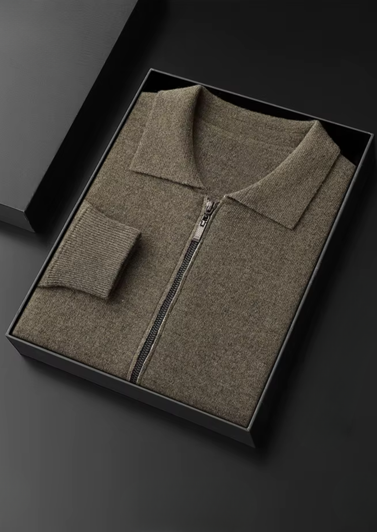 Pure Extra-Fine Merino Wool Polo Zip Cardigan | Portovelli