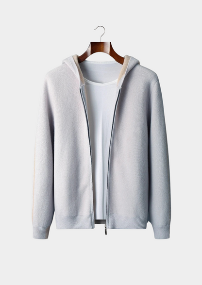 Premium Cashmere Two-Tone Zipper Hoodie | Portovelli