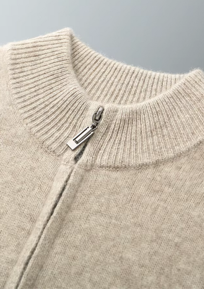Pure Extra-Fine Merino Wool Zipper Cardigan | Portovelli