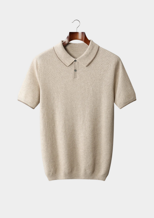 Premium Cashmere Ivory Two-Tone Polo | Portovelli