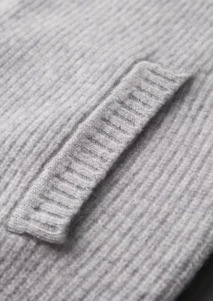 Pure Extra-Fine Merino Wool Ribbed Cardigan | Portovelli