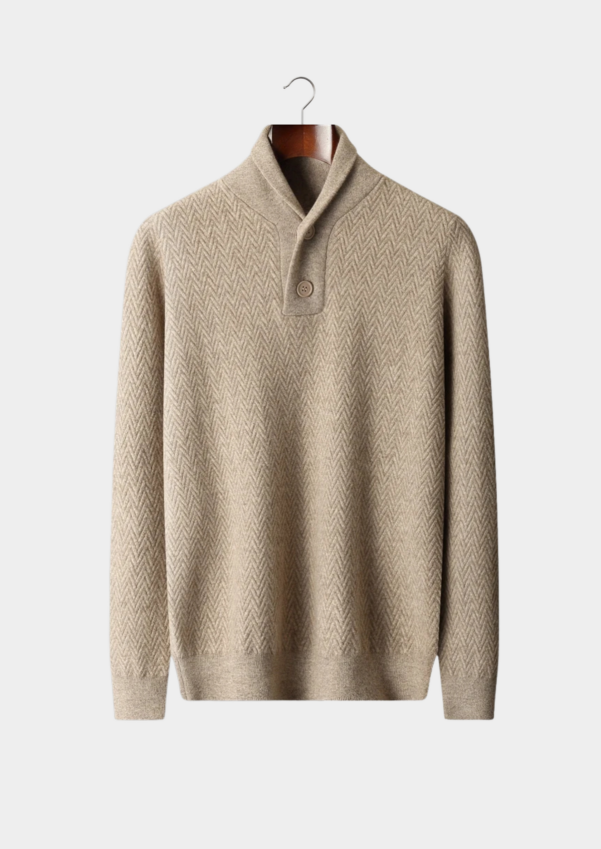 Premium Cashmere Zigzag Button Sweater | Portovelli