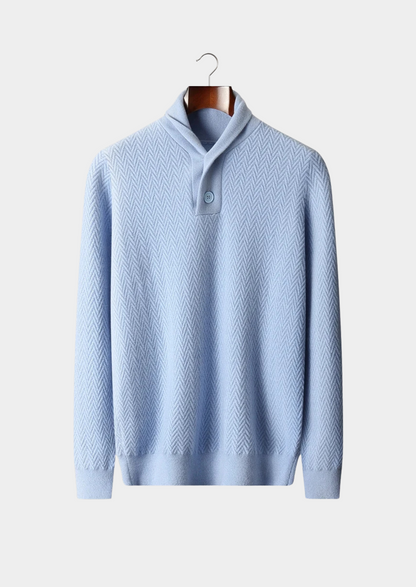 Premium Cashmere Zigzag Button Sweater | Portovelli