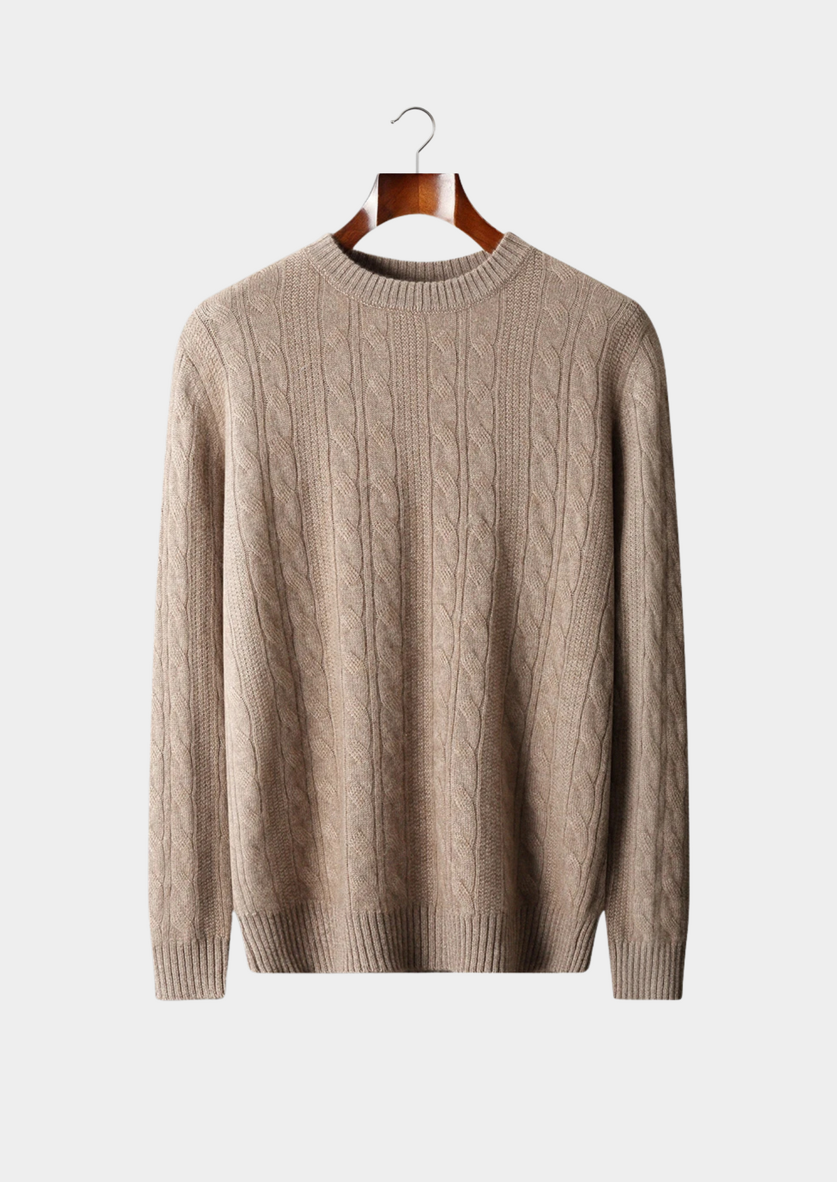 Pure Extra-Fine Merino Wool Cable Crewneck | Portovelli