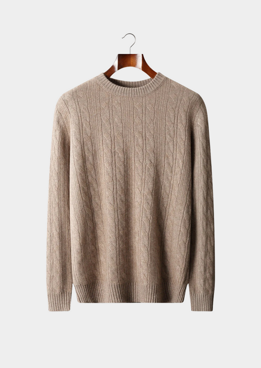 Pure Extra-Fine Merino Wool Cable Crewneck | Portovelli