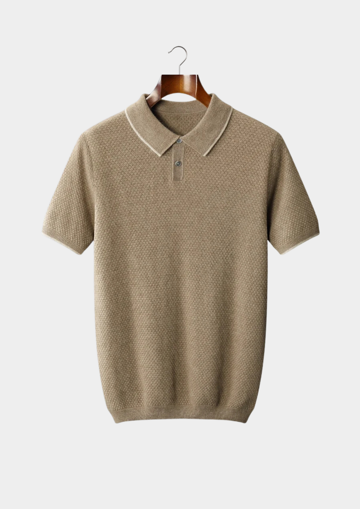 Premium Cashmere Beige Two-Tone Polo | Portovelli