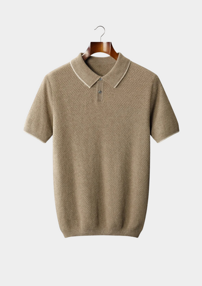 Premium Cashmere Beige Two-Tone Polo | Portovelli