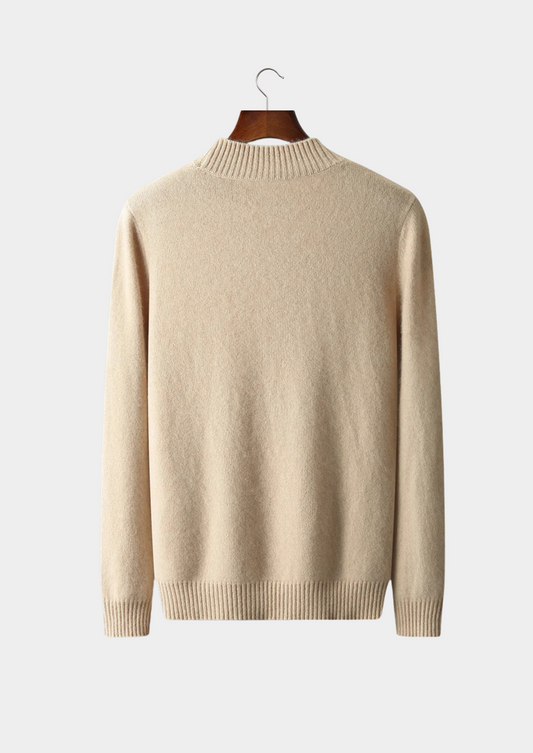 Pure Extra-Fine Merino Wool Jacquard Mockneck | Portovelli