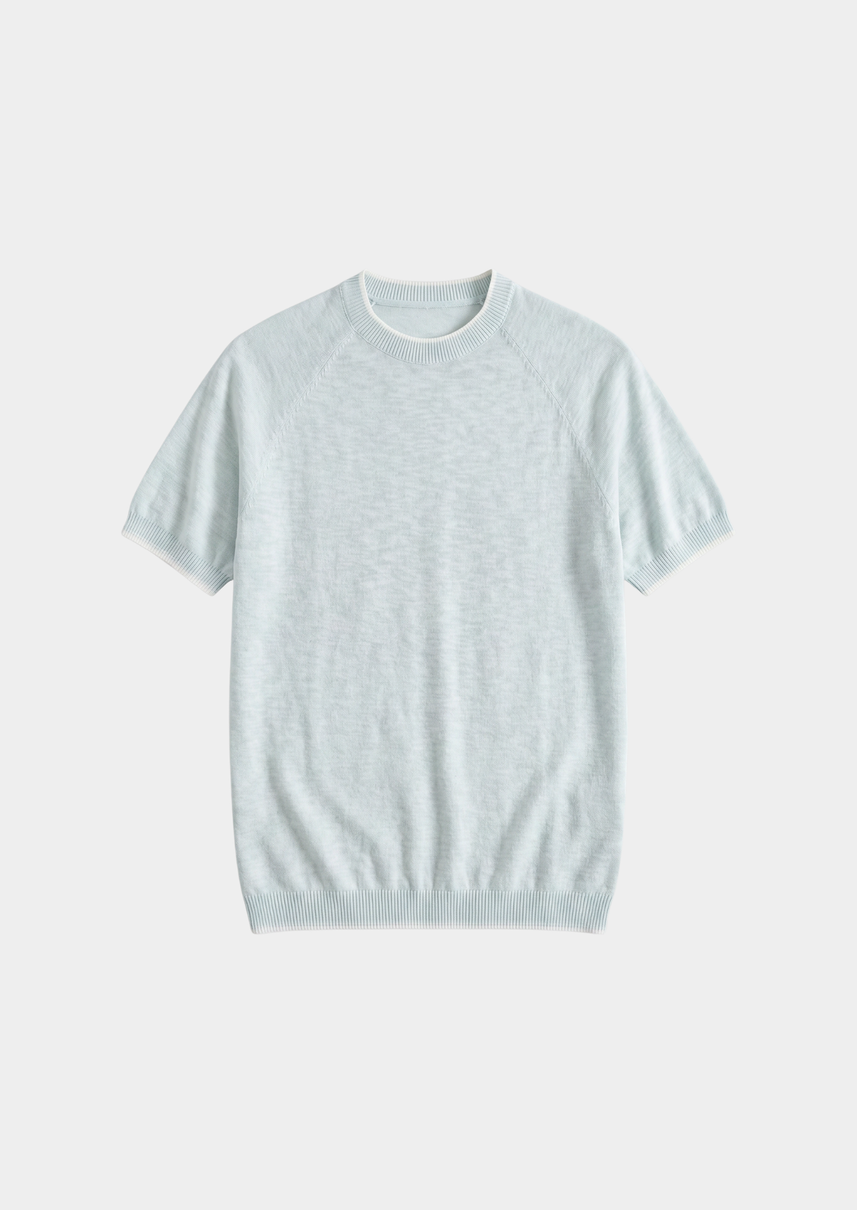 Capri Ice Blue Linen Contrast T-Shirt | Portovelli