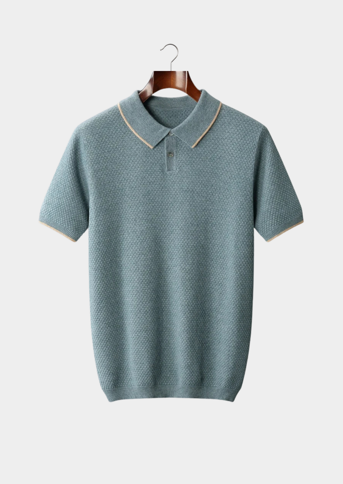 Premium Cashmere Sea Blue Two-Tone Polo | Portovelli