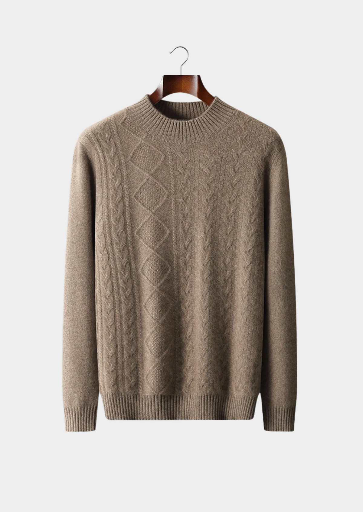 Pure Extra-Fine Merino Wool Jacquard Mockneck | Portovelli