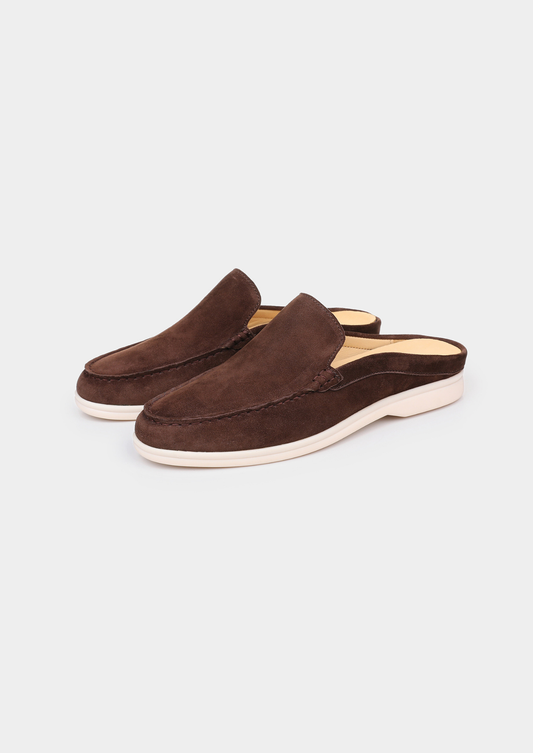 Coffee Marina Suede Slipper | Portovelli