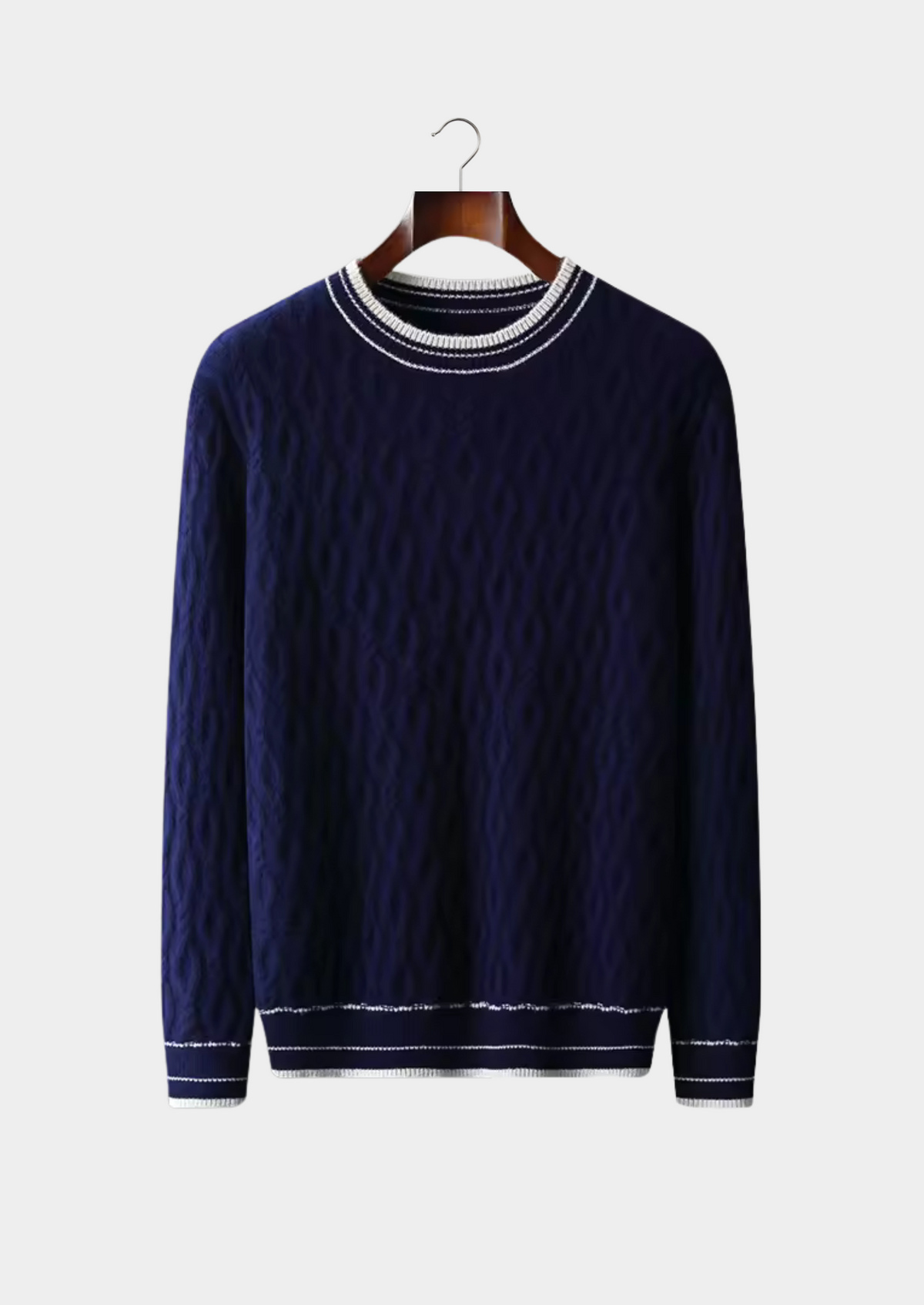 Pure Extra-Fine Merino Wool Jacquard Crewneck | Portovelli