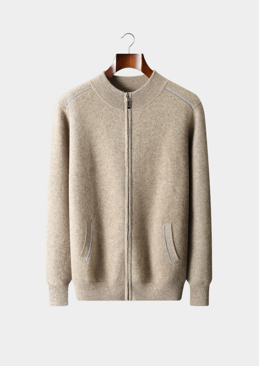 Premium Cashmere Two Tone Zip Cardigan | Portovelli