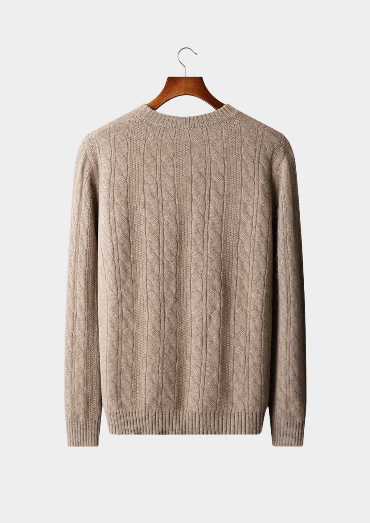Pure Extra-Fine Merino Wool Cable Crewneck | Portovelli