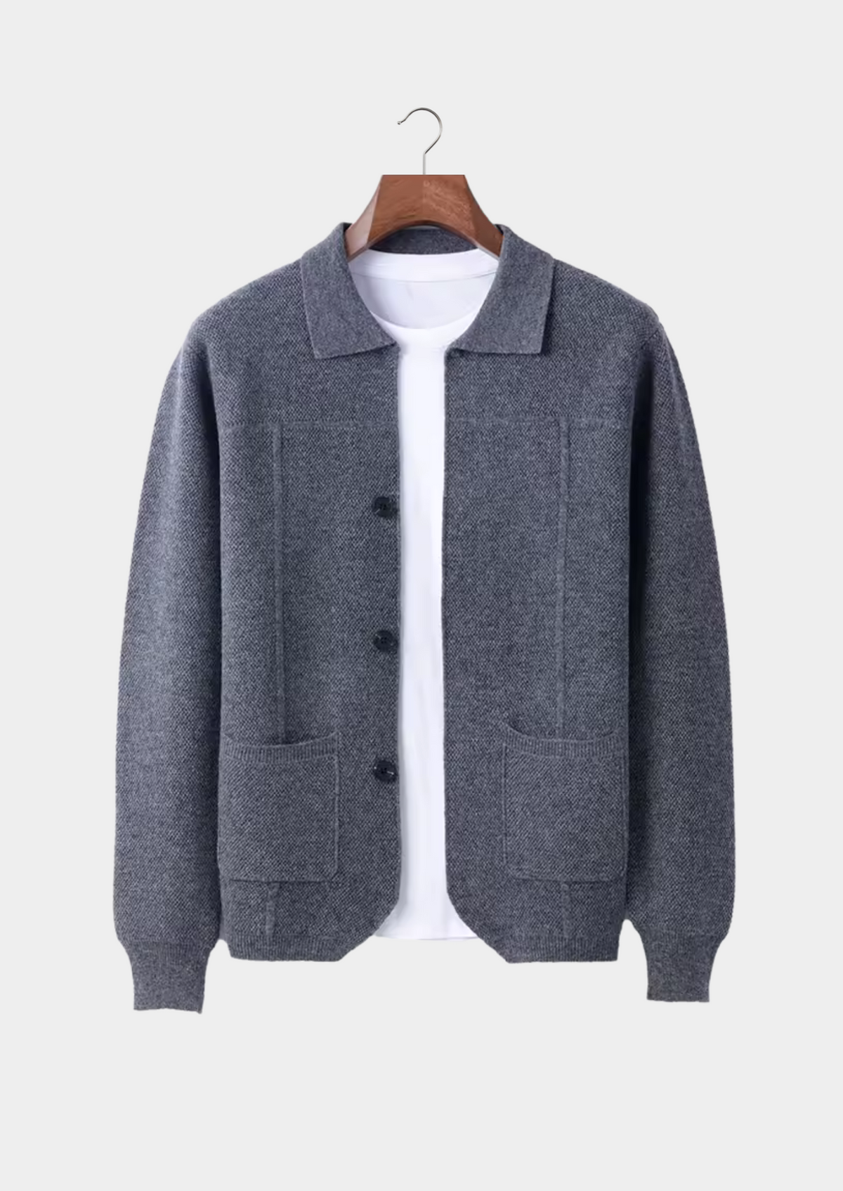 Pure Extra-Fine Merino Wool Button Overshirt | Portovelli