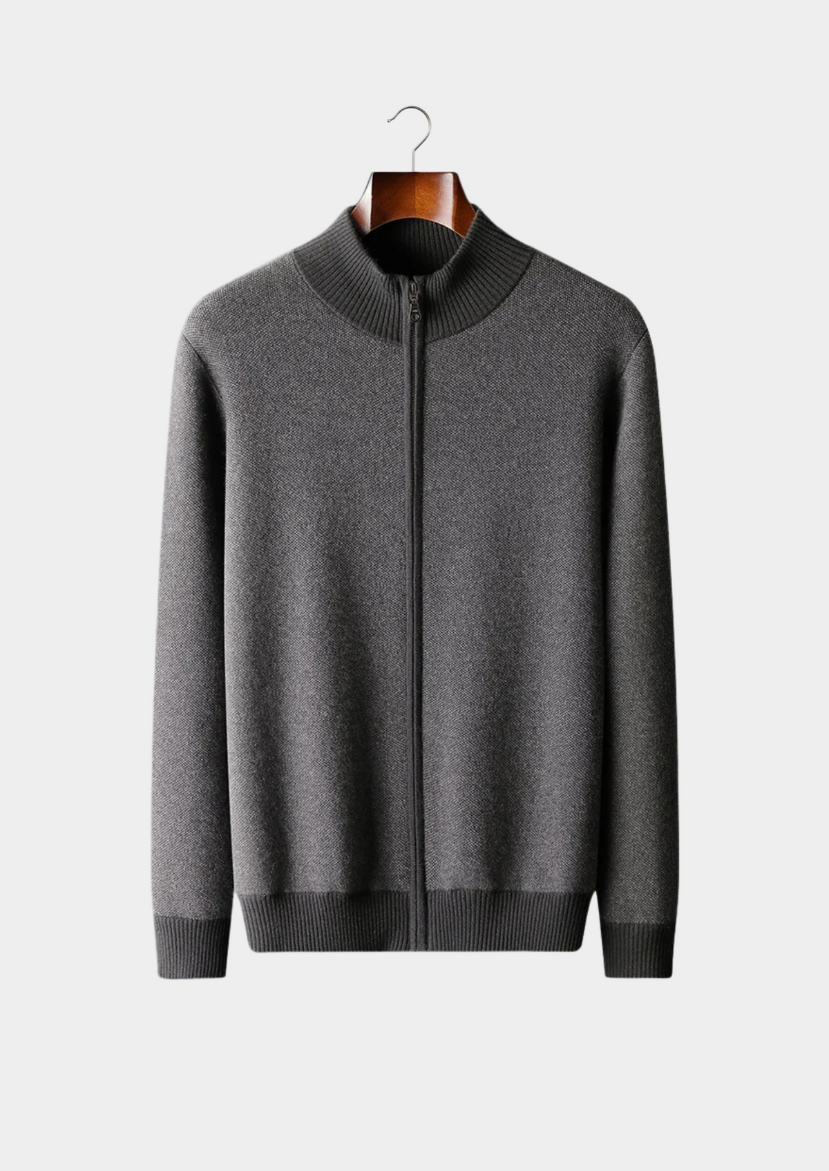 Premium Cashmere Jacquard Zip Cardigan | Portovelli