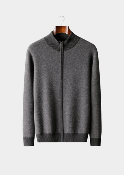 Premium Cashmere Jacquard Zip Cardigan | Portovelli