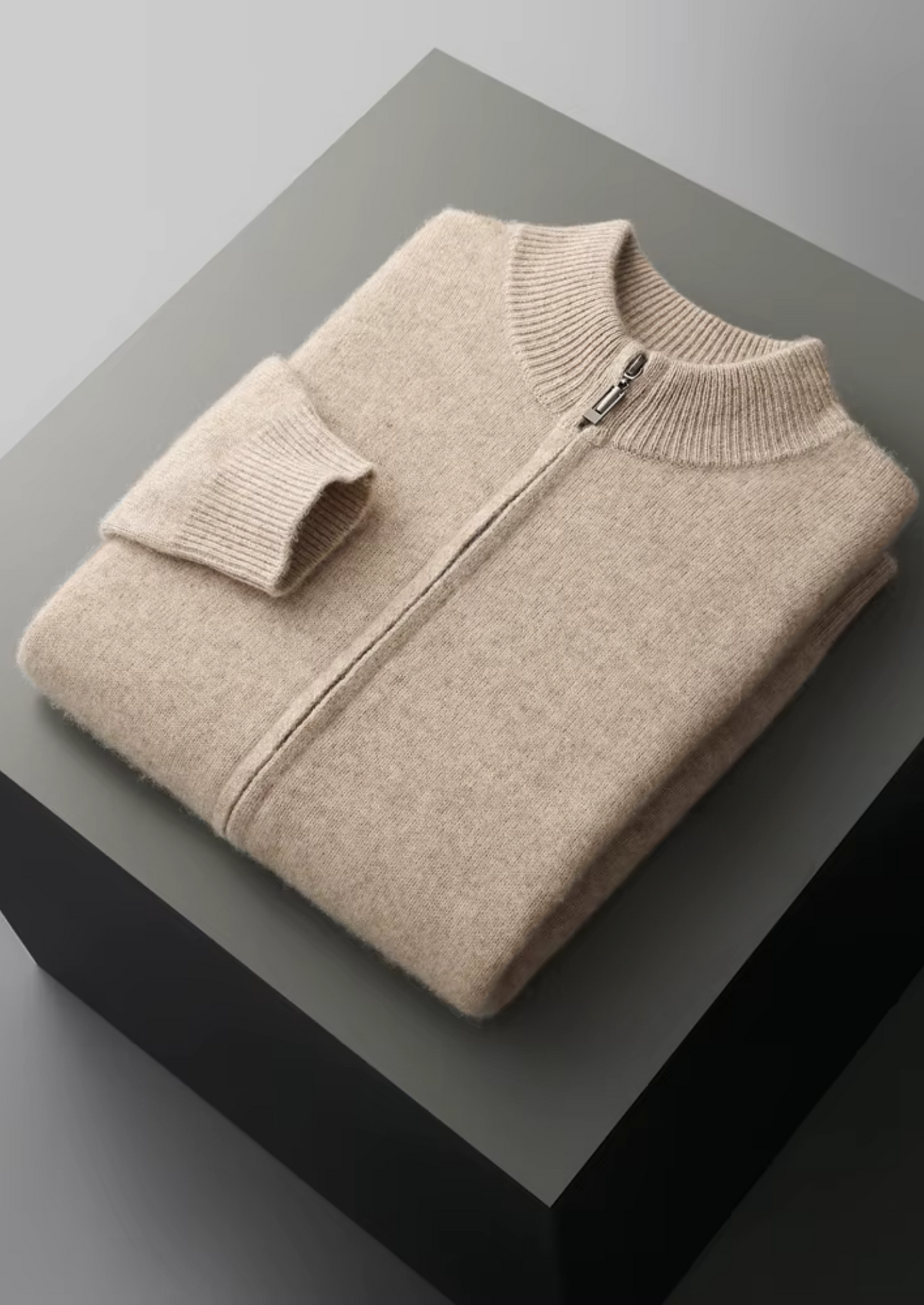 Pure Extra-Fine Merino Wool Zipper Cardigan | Portovelli