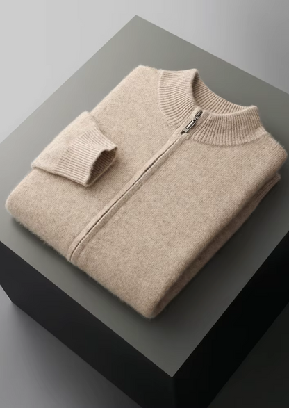 Pure Extra-Fine Merino Wool Zipper Cardigan | Portovelli
