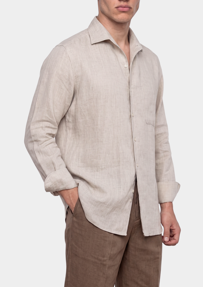 Amalfi Coastal Shirt - Light Beige | Portovelli
