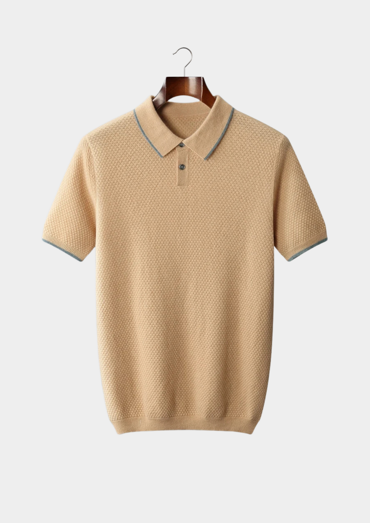 Premium Cashmere Mustard Two-Tone Polo | Portovelli