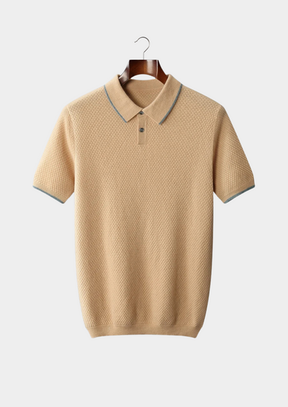 Premium Cashmere Mustard Two-Tone Polo | Portovelli