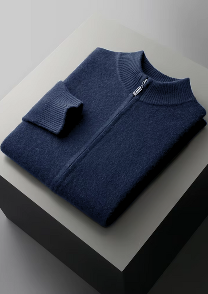 Pure Extra-Fine Merino Wool Navy Blue Luzzo Set | Portovelli