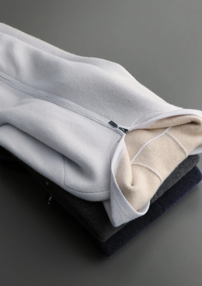 Premium Cashmere Two-Tone Zipper Hoodie | Portovelli