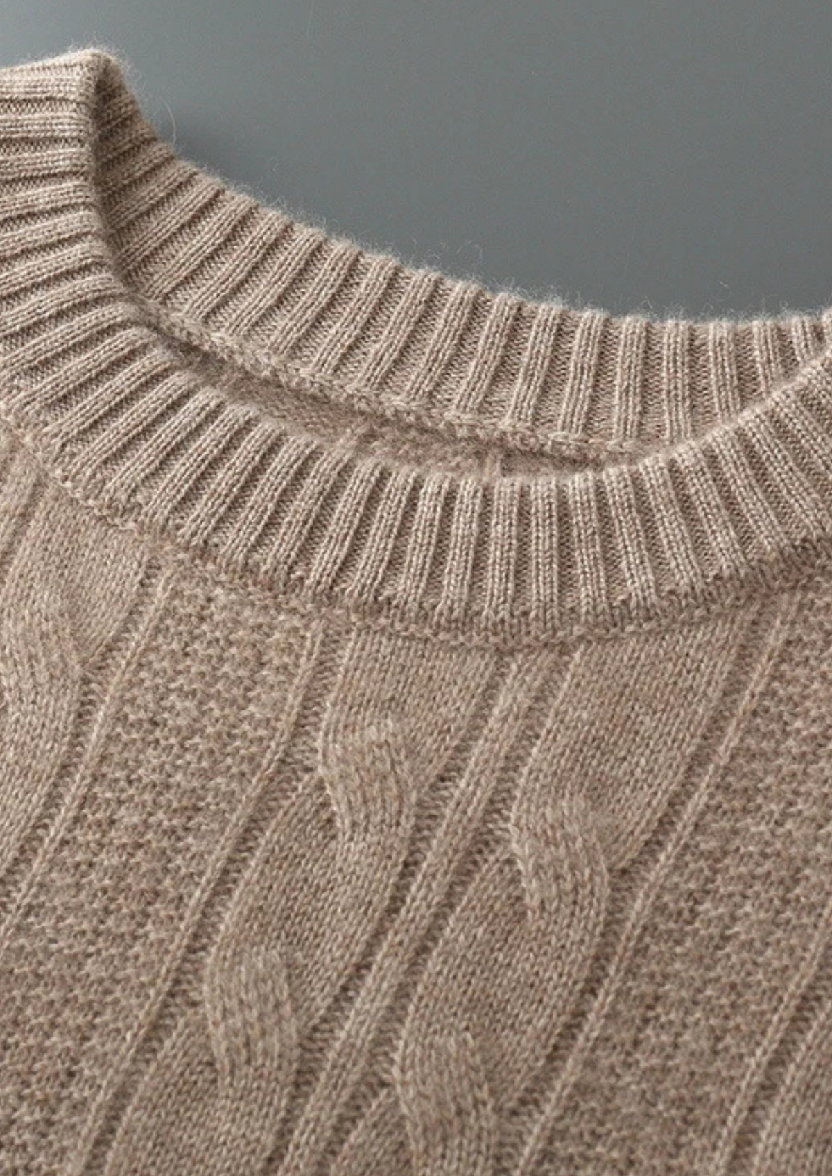 Pure Extra-Fine Merino Wool Cable Crewneck | Portovelli