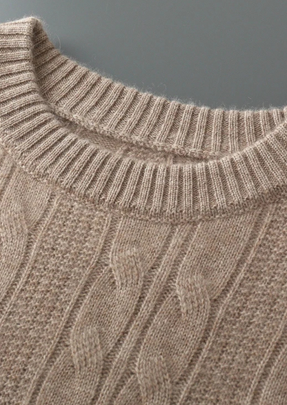 Pure Extra-Fine Merino Wool Cable Crewneck | Portovelli