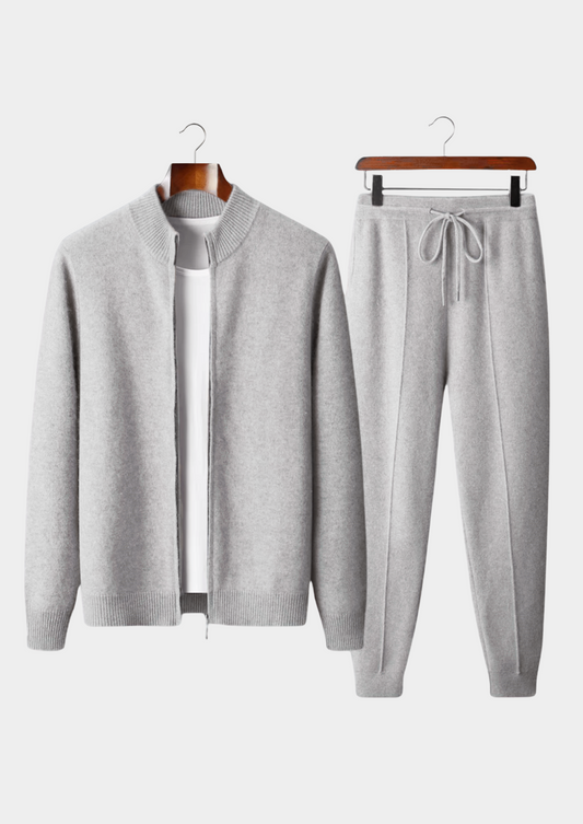 Pure Extra-Fine Merino Wool Light Gray Luzzo Set | Portovelli