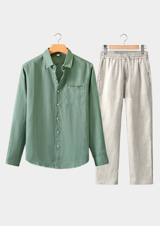 Dolcevita Longsleeve Summer Set - Green/beige | Portovelli