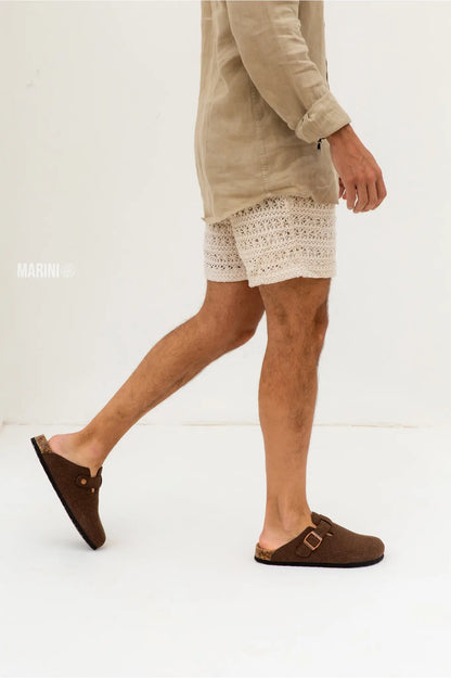 Portovelli Suede Boston Clogs - Dark Brown