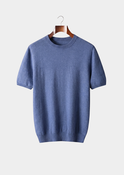 Premium Cashmere Classic Crewneck T-Shirt - Deep Atlantic | Portovelli