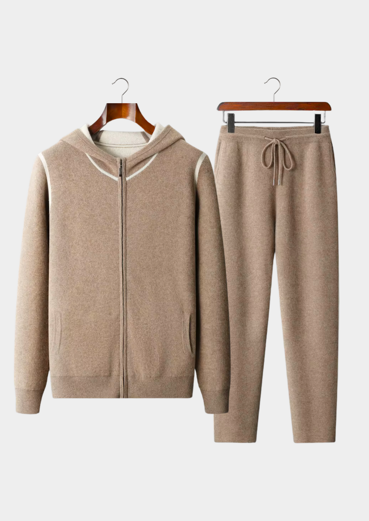 Premium Cashmere Beige Milano Leisure Set | Portovelli