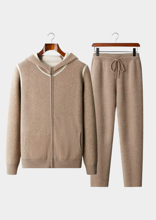 Premium Cashmere Beige Milano Leisure Set | Portovelli