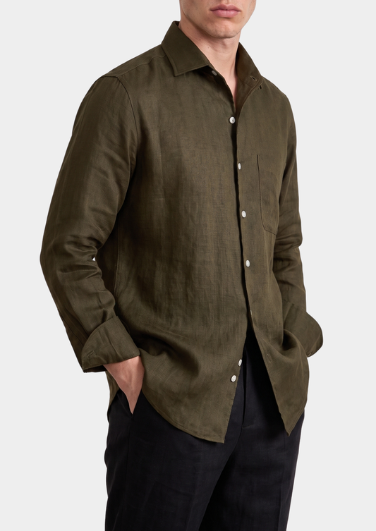 Amalfi Coastal Shirt - Olive | Portovelli