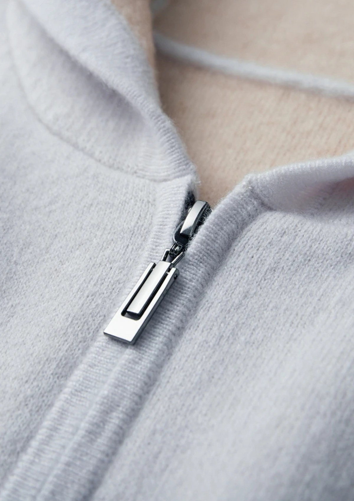 Premium Cashmere Two-Tone Zipper Hoodie | Portovelli