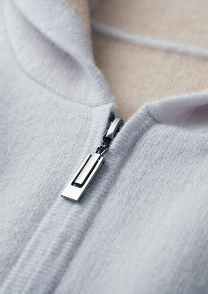 Premium Cashmere Two-Tone Zipper Hoodie | Portovelli